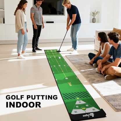 Golf Practice Mat with Alignment Mirror - 20 in X 120in Golf Putting Mat Training Aid Mat, Anti-Slip Backing Golf Putting Green for Indoor/Outdoor