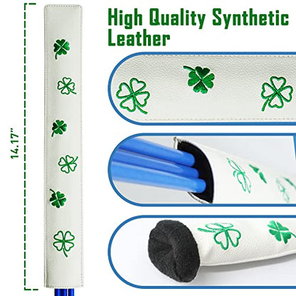 Golf Alignment Stick Cover Case Holder Hold at Least 3 Sticks Lucky Clover Pattern Design