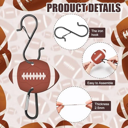 CroBlissful 6 Pcs Bag Hook for Fence Baseball Football Basketball Tennis Team Gifts Bag Clip Sports Backpack Buckle with Acrylic Board for Bat Water Bottle Player Lover Gifts - color: Mainly Brown