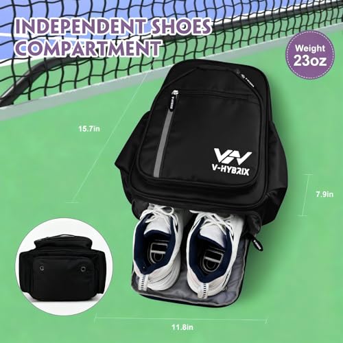 Pickleball Bags, 30L Deluxe Waterproof Pickleball Backpack with Shoe Compartment for Men Women Pickle Ball Gift Accessories for Pickball Lovers (Black) - color: Black