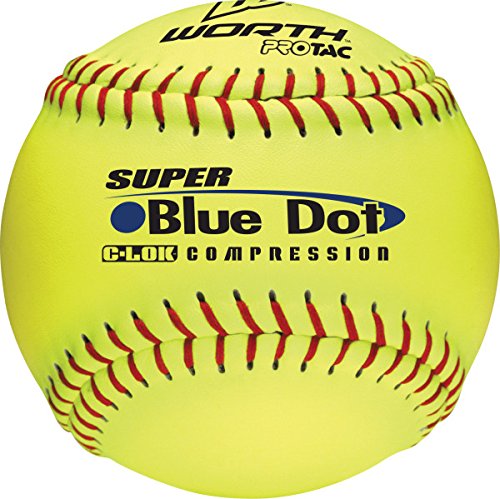 Worth | Slowpitch Softballs | 12" | Non-Association | Protac Super Blue Dot | 12 Count