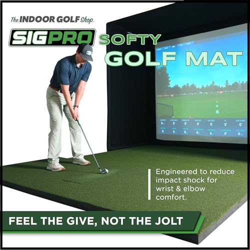 The Indoor Golf Shop SIGPRO Softy Golf Mat - Professional-Grade Practice Mat - Realistic Fairway Feel - Real Tee Capable, Replaceable Hitting Strip, Thick Cushioning & Joint-Friendly Design - size: 4' x 10'
