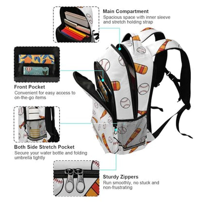 Baseball Bats and Balls Large School Backpacks with Chest Strap for Boys Girls Students,Lightweight Bookbags 17 Inch, Portable Casual Daypack Bags - color: Baseball Bats and Balls