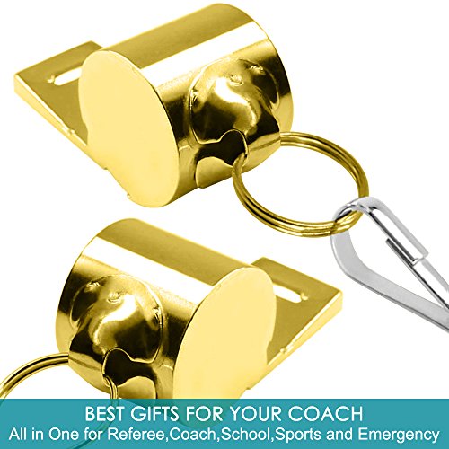 FineGood 5 Packs Stainless Steel Whistle, Metal Warning Whistle with Lanyard for Referee Coaches Football Basketball