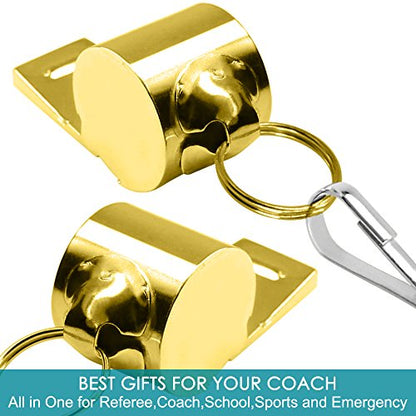 FineGood 5 Packs Stainless Steel Whistle, Metal Warning Whistle with Lanyard for Referee Coaches Football Basketball