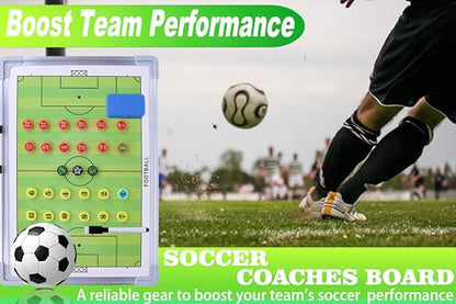 Soccer Coaching Board Magnetic, Double-Sided Dry Erase Soccer Tactics Board for Coaches, Soccer Magnet Board & Coaching Equipment with Markers, Pen, Carry Bag, Coach Gift - color: Soccer-green