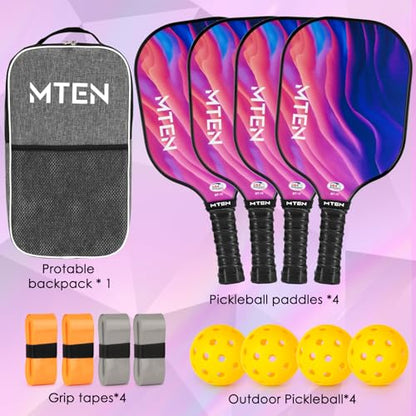 Pickleball Paddles Set of 2 or 4, or Single Paddle – USAPA Approved Fiberglass Surface Pickleball Rackets Set for Men & Women - color: Black Pink