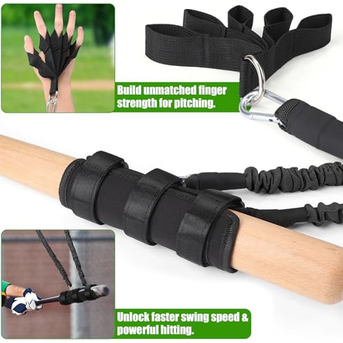 TOBWOLF 4PCS Baseball Exercise Bands with Interchangeable Grips, Baseball Resistance Trainer for Pitching & Throwing, Training Aid for Baseball Softball Pitchers to Build Arm Strength, Warm-Up