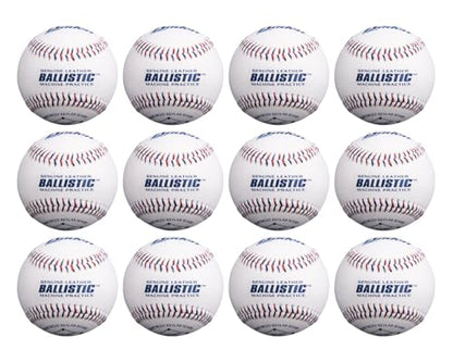 Baden Ballistic Leather Pitching Machine Baseballs | Durable Leather Construction for Consistent Performance, 12-Pack