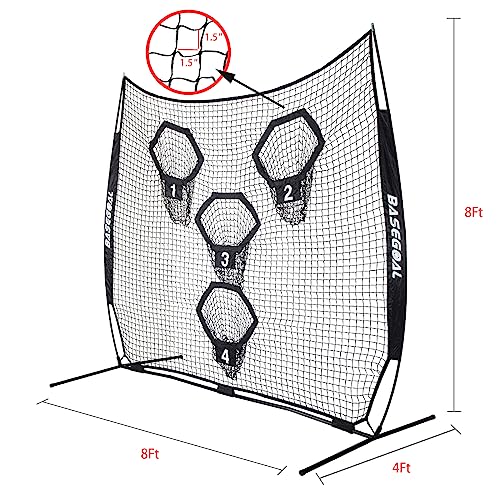 BaseGoal 8 x 8ft Football Nets for Throwing,Football Target,Quarterback Training Equipment with 4 Target Pockets for Improving Football Accuracy Throwing