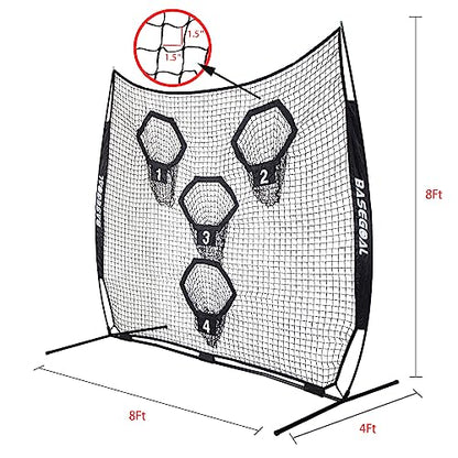 BaseGoal 8 x 8ft Football Nets for Throwing,Football Target,Quarterback Training Equipment with 4 Target Pockets for Improving Football Accuracy Throwing