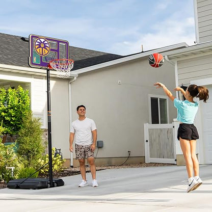 Lifetime WNBA Los Angeles Sparks Portable Basketball Hoop, Adjustable Height 7.5-10 Ft, 44 Inch Shatterproof Fusion Backboard, Base with Wheels