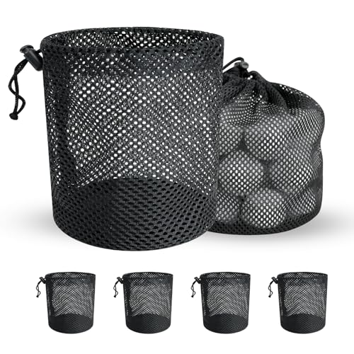 Golf Ball Storage Bag-6 Pack Mesh Bags with Drawstring，Golf Shag Bag Organizer,Sports Equipment Organizer Sack，for Collecting Half Balls Tennis Beach Trave