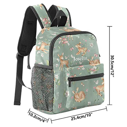 Woodland Forest Animals Deer Personalized School Backpack for Teen Kid-Boy/Girl Toddler Daypack Kindergarten Travel Bookbag - color: Option 5