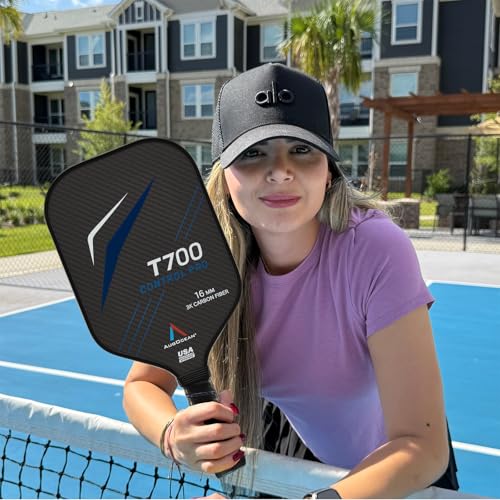 Pickleball Paddle,Pickleball Paddles-3K Raw Carbon Fiber Pickle Ball Paddle Surface with Great Grit & Spin,T700 Pickleball Racket with Excellent Power,Control and Balance,USAPA Approved - color: Black Blue