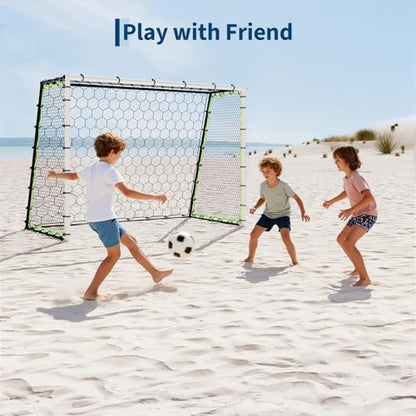 7X5 FT Soccer Goal Rebounder Net, 3-in-1 Heavy Duty Soccer Rebounder Net for Football Practice, High Passing, Low Passing & Shoot, Outdoor Backyard Football Training Equipment