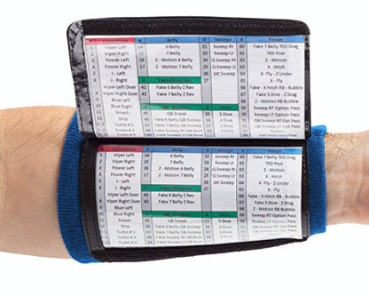 WristCoaches Football Play Wristbands - 5 Pack Youth Quarterback Gear - Wristband Playbook - Softball, Baseball & Soccer Wristbands - Adult Size - Male Athletes - color: Navy