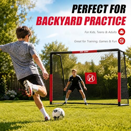 Soccer Goal for Backyard,6x4/8x5/10x6.5/12x6.5ft Metal Soccer, Soccer Goal for Kids 8-12, Soccer net with Zipper Design, Easy Assemble, Weatherproof Foam Padded Goal Post, Adults - style: 12'W×6.5'H