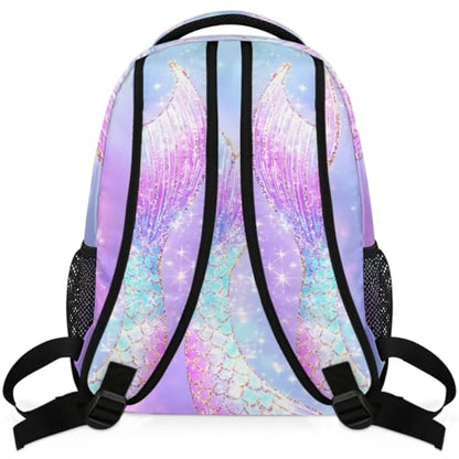 Kids School Backpack Elegant Mermaid Tail Ombre Glitter Sparkle Large Bookbag for Elementary Students Girls Lightweight Travel Casual Daypack Water Resistant Outdoor Sport Hiking Rucksack - color: Elegant Mermaid Tail Ombre Glitter Sparkle