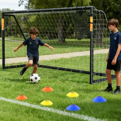 NAIZEA Soccer Goal - 12x6/10x6/8x6/6x4FT Soccer Goals for Backyard, Portable & Weatherproof HPVC Soccers Goal w/Soccer Net Durable Post for Adults & Youth Outdoor's Practice Training - size: 12x6 FT, style: Foldable-Black