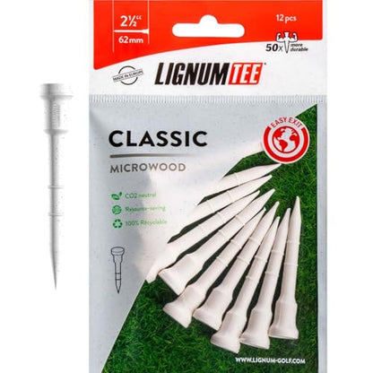 LIGNUM Unbreakable Microwood Golf Tees 50x More Durable/Adjustable Golf Tee/Innovative Wood Fiber and Natural Adhesives/Golf Tee, Golf Tees, Tees Golf, Golf Ball Tees - color: White, size: 2 1/2" (62mm)