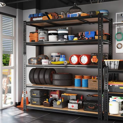 48" W Garage Storage Shelving 3050LBS Storage Shelves 5 Tier Adjustable Metal Storage Shelves Utility Shelf for Garage, Kitchen, Pantry, Basement 71" H x 48" W x 24" D - size: 71"H x 48"W x 24"D