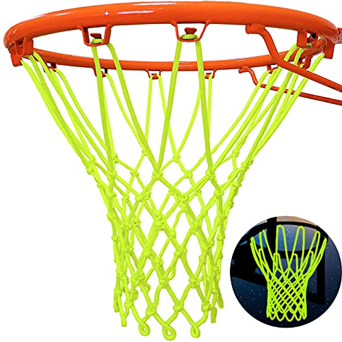 NEIJIANG Glow Basketball Net, Nightlight Basketball Net Luminous Outdoor Portable Sun Powered Sport Nylon (Green) - color: Green