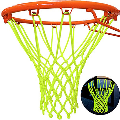 NEIJIANG Glow Basketball Net, Nightlight Basketball Net Luminous Outdoor Portable Sun Powered Sport Nylon (Green) - color: Green