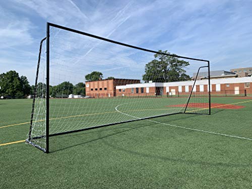 24 x 8 Ft.Regulation Size Soccer Goal w/Weatherproof HDPE Net. 50MM Diameter Industrial Grade Black Powder Coated Galvanized Steel. Portable 8x24 Foot Training Aid. ONE Year Warranty! - color: Black, size: 24x8