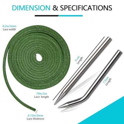 Baseball Glove Lace, Mitt Lace Repair Kit Softball 2 Leather Laces and 2 Lacing Needles for Catcher's Glove - color: Green