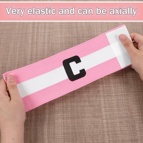 3 Pcs Pink Soccer Captain Armband, Adjustable Arm Bands for Soccer Captain, Nylon Team Sport Armband for Football Basketball, Elastic Protective Arm Badge Leader Armbands for Outdoor Team Sports