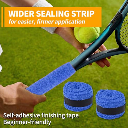 2 Pcs Tennis Racket Grip Tape, Towel Tennis Overgrip Tape, Anti-Slip Absorbent Grip, Racket Overgrip Tape,9 Colors - color: Blue