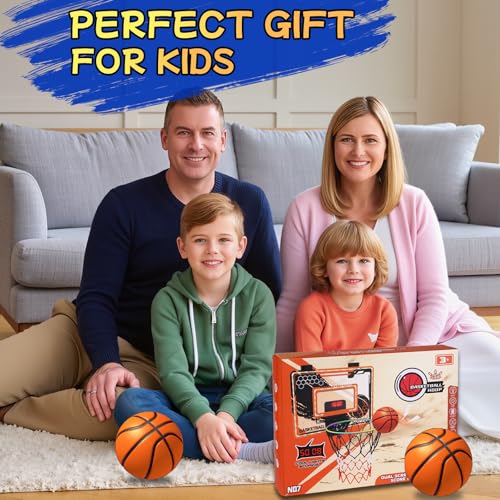LED Basketball Hoop for Kids - Over The Door Indoor Hoop with Electronic Scoreboard & 3 Mini Balls, Birthday Gift for Boys Girls Ages 5 6 7 8 9 10 11 12+ Years Old