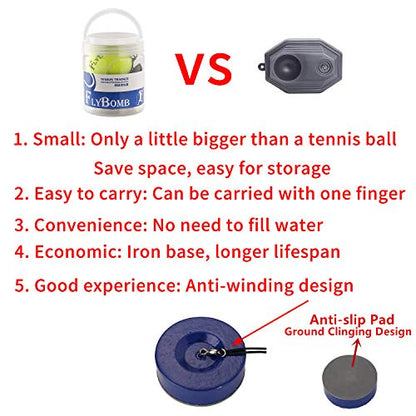 Portable Tennis Trainer 2.05LB Weight Heavy Iron Base Exercise Tenis Ball Self-Study Rebound Balls Outdoor Indoor Baseboard