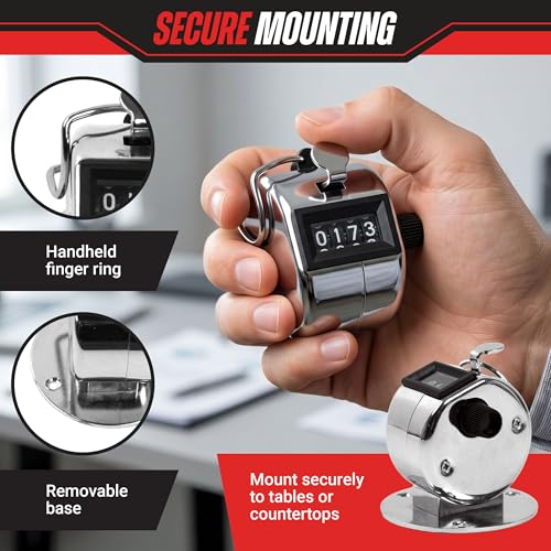 Clicker Counter - Handheld or Mountable with Easy Thumb Tally Button – Click Counter for Sporting Events, Ticket Sales, or Counting People by Stalwart