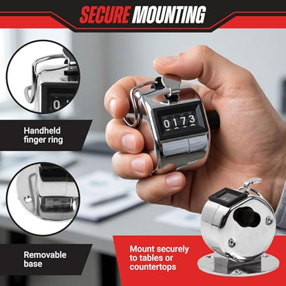 Clicker Counter - Handheld or Mountable with Easy Thumb Tally Button – Click Counter for Sporting Events, Ticket Sales, or Counting People by Stalwart