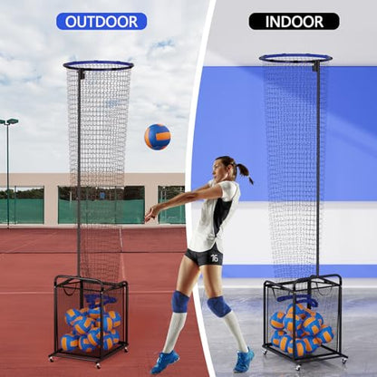 Volleyball Setter Trainer Net Adjustable Height and Angle Home Volleyball Trainer Net with Wheels and Collection Bag Volleyball Training Equipment for Both Indoor and Outdoor Training