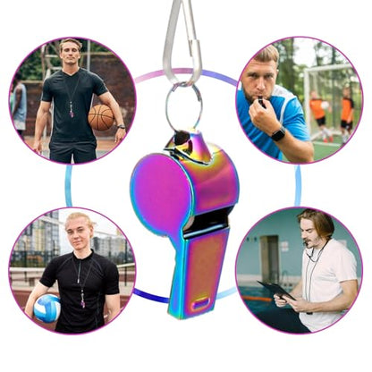 Mabor 2Pcs Coaches Whistle with Lanyard Metal Stainless Steel Sports Whistle Loud Sound for Coaches Referees Coaching Official Kids Teacher