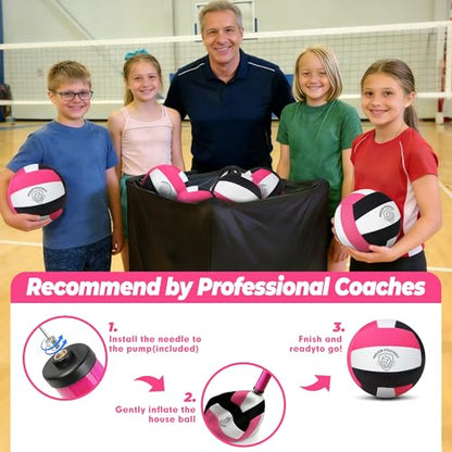 Soft Indoor Volleyballs for Girls Youth Beginners Trainer Fabric Light First Learning Volleyballs Safe Quiet Practicing Inside the House Birthday Easter Gifts - color: Pink