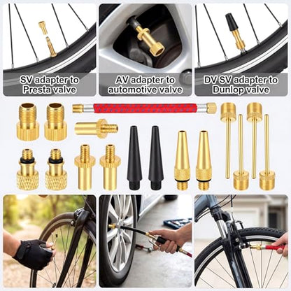 Styquenzer 21 Pcs Presta to Schrader Valve Adapter, Schrader Valve Adapter Ball Needles for Air Pump Bike Tire Pump Accessories Fit for Gym Equipment Ball Tire