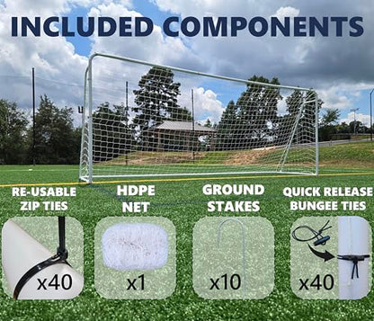 Official Size 24 X 8 X 5 Ft. Steel Soccer Goal. Heavy Duty Frame w/Net. Tournament, Regulation Size. Professional Portable Practice Training Aid. 24 X 8, 24x8(1Net)