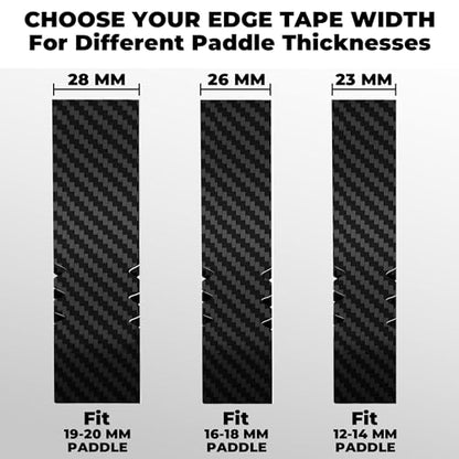 Pickleball Edge Guard Tape – Pickle Ball Paddle Edge Protection Tape 3 Pack, Paddle Head Edge Guard for 12MM to 20MM Rackets, Fits Perfectly Curved Edge, Easy Application, No Wrinkling - color: black 3k, size: 16mm Paddle