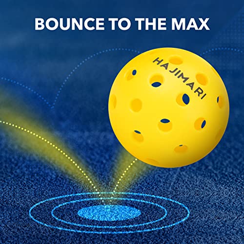 HAJIMARI Outdoor & Indoor Pickleball Balls - 3 Pack of 40-Hole Outdoor Pickleball Balls with Tube | USAPA Approved Pickleball Balls for Competitive Play | Official Pickleball Balls Size 74mm / 26g (Yellow)