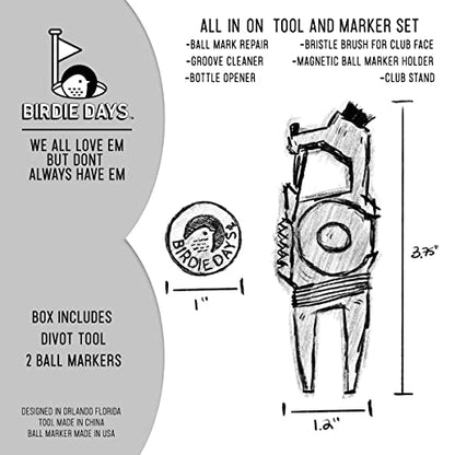 Ball Marker and Magnetic Divot Tool Gift Sets | Antique Silver or Brass Finish | 2 Markers | 1 Multi-Functional Golf Divot Repair | Bottle Opener | Groove Brush Cleaner | Premium Gift Box - color: Brass Set