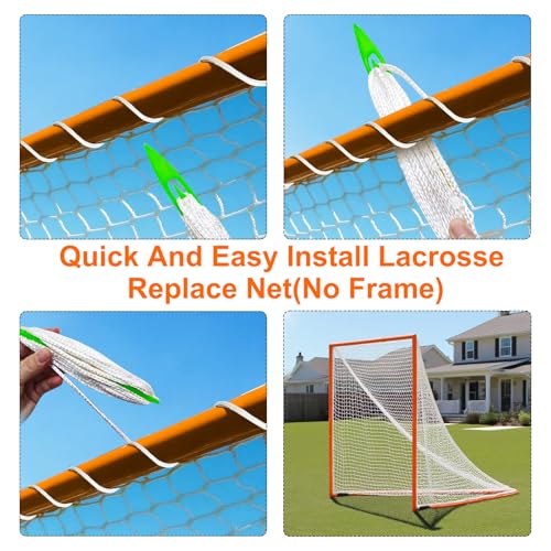 6x6x7’Lacrosse Replace Net,3.5mm/4mm/5mm Heavy Duty Lacrosse Net with 1x Installation Tool and 2x49ft Lacrosse Goal Net Lacing Rope,Multiple Size Lacrosse Nets for Backyard Practice or Competition - size: 4mm