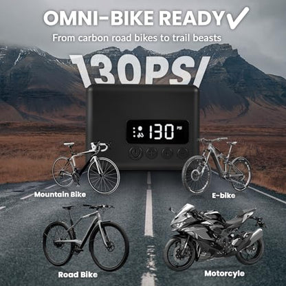 Mini Bike Pump 130PSI, Portable Bicycle Tire Pump with Pressure Gauge, Fast 30S Inflation for MTB/Road/E-Bike, Works with Presta & Schrader Valves, Includes Reflective Stickers