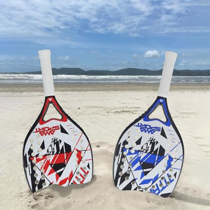 AMA SPORT Beach Tennis Racket Carbon Fiber with EVA Foam Core Texture Beach Tennis Paddle Raquete with Carry Bag (Blue)