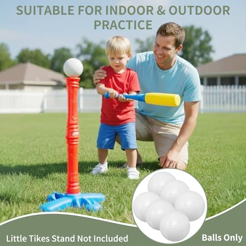 T-Ball Replacement Balls Compatible with Little Tikes TotSports - 6PCS 2.7"(7cm) Plastic T Balls, Compatible with Little Tikes Accessories