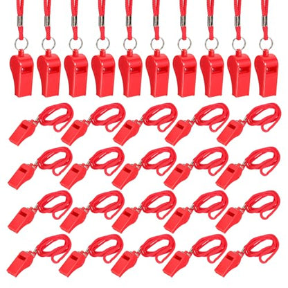 Whistles with Lanyard, Training Sports -Fitting for (Coaches/Referee/Outsides/Team Events) - color: Red