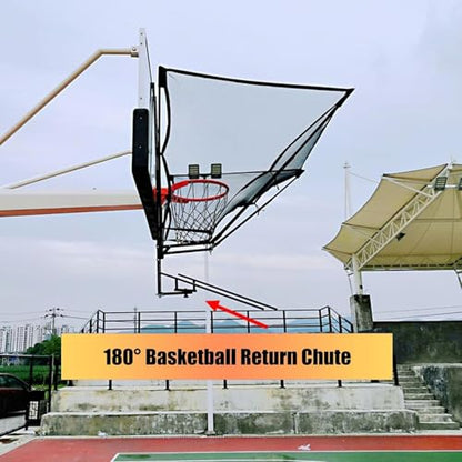 Basketball Practice Network Ball Return for Basketball Hoop, 180° Rotating Shooting Practice Return Attachment, Funnel-Shaped Basketball Training Aid Equipment